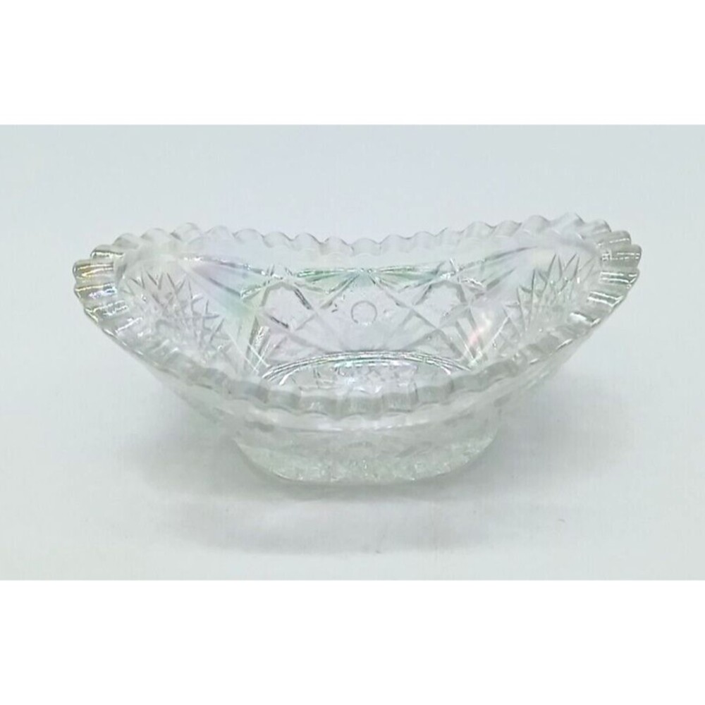 Vintage LE Smith Iridescent Carnival Glass 7" Relish Candy Nut Dish